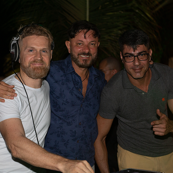 image of music producer at a console